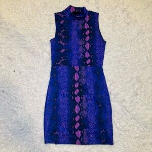 Missguided Vibrant Blue and Pink Mini Dress